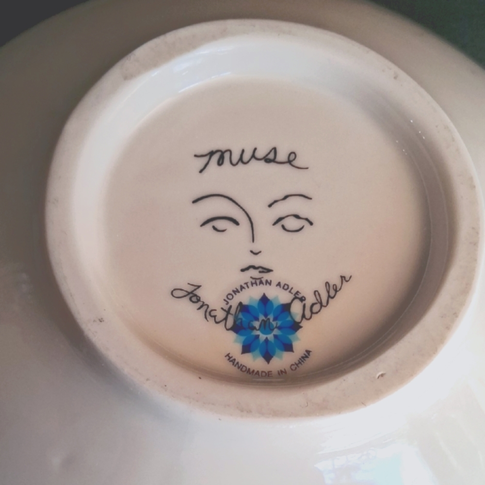Jonathan Adler White Ceramic Bowl with Lip Design. Muse By: Jonathan Adler Gala. - Picture 8 of 15